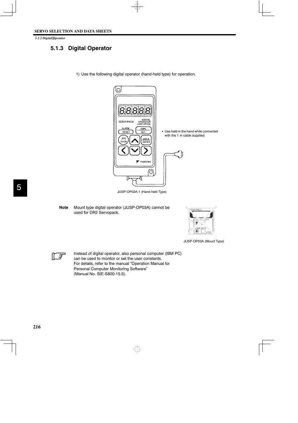3 digital operator | Yaskawa DR2 Sigma Servo User Manual | Page 228 / 513