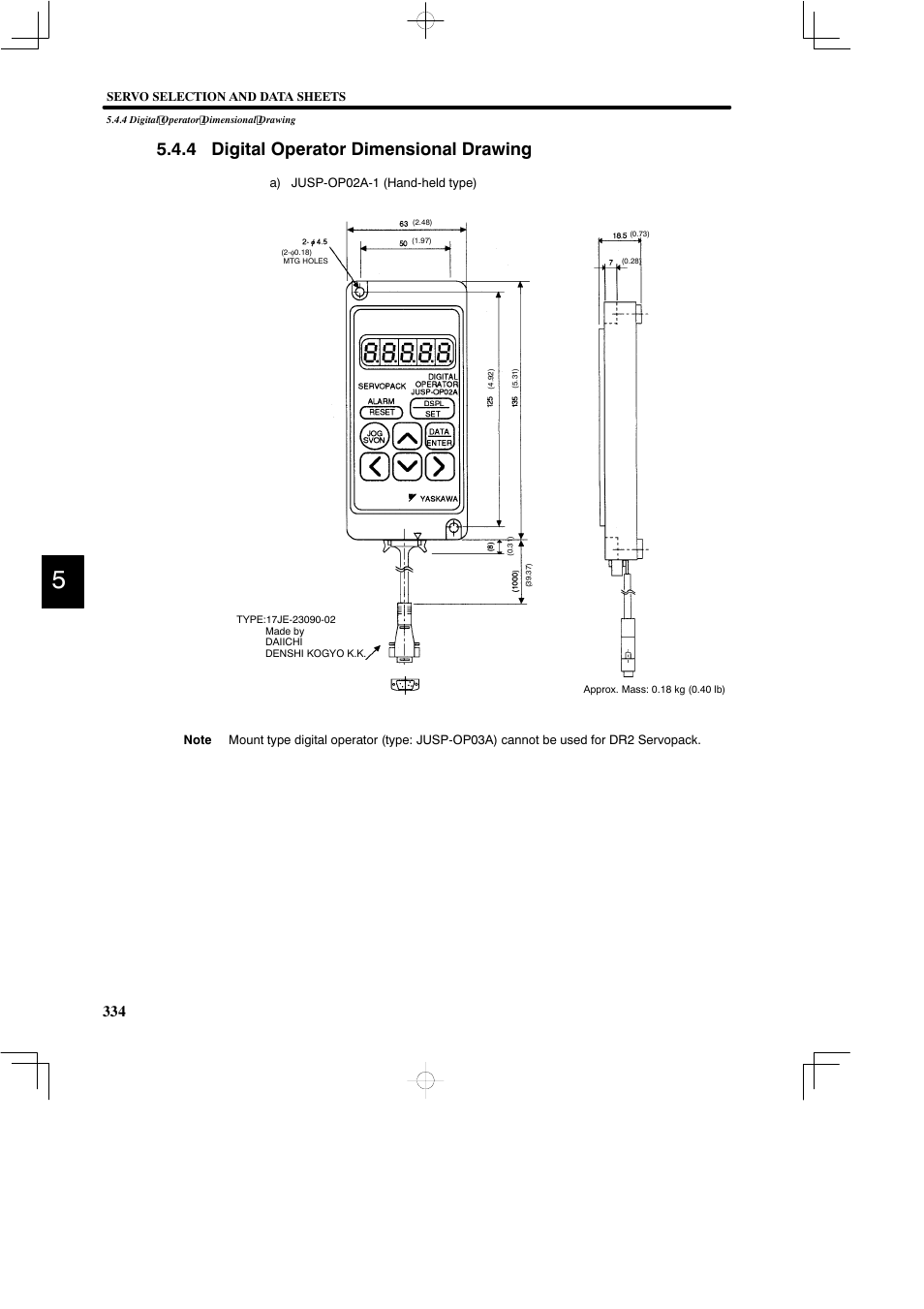 4 digital operator dimensional drawing | Yaskawa DR2 Sigma Servo User Manual | Page 346 / 513