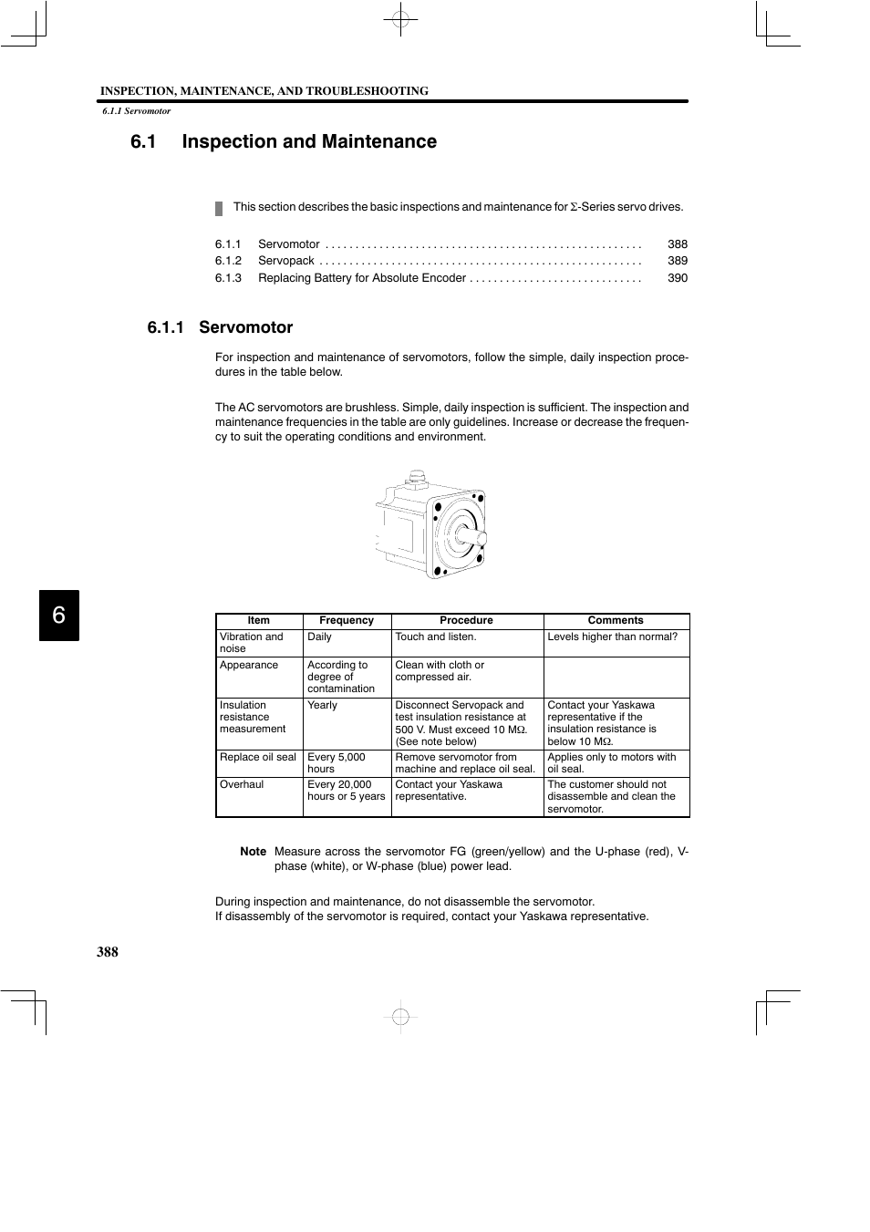 1 inspection and maintenance, 1 servomotor | Yaskawa DR2 Sigma Servo User Manual | Page 400 / 513