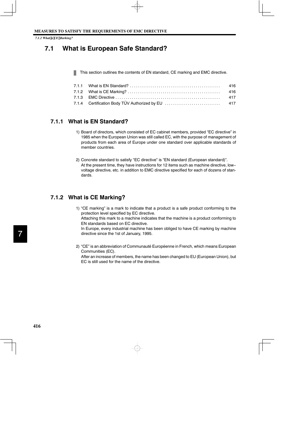 1 what is european safe standard, 1 what is en standard, 2 what is ce marking | Yaskawa DR2 Sigma Servo User Manual | Page 428 / 513