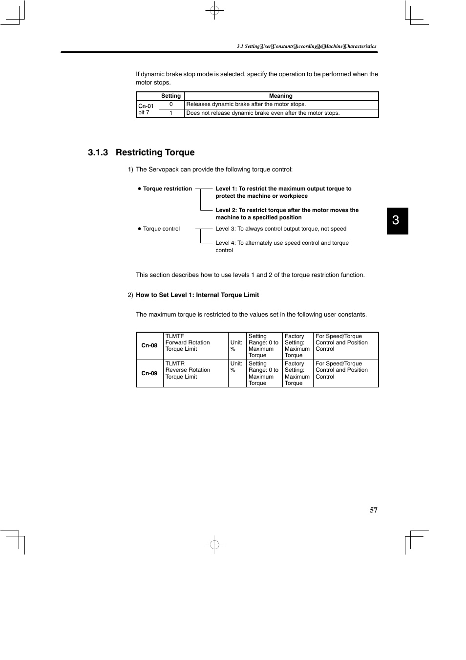 3 restricting torque | Yaskawa DR2 Sigma Servo User Manual | Page 70 / 513