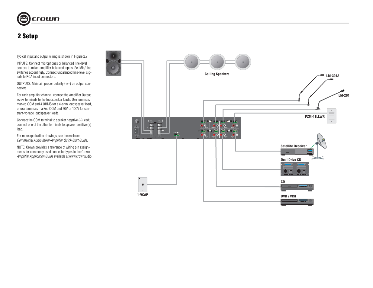 2 setup | Crown Audio 180MA User Manual | Page 10 / 20