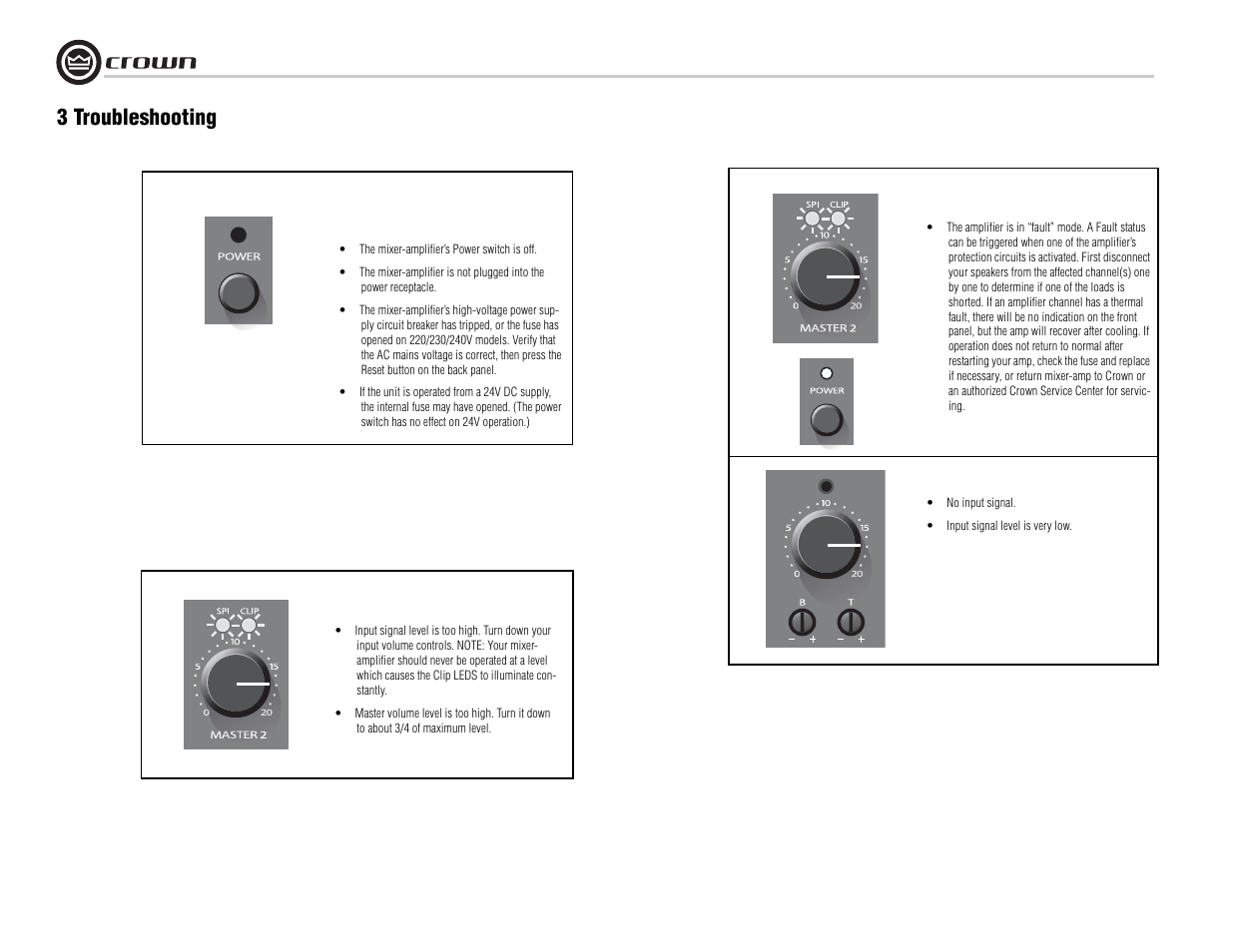 3 troubleshooting | Crown Audio 180MA User Manual | Page 14 / 20