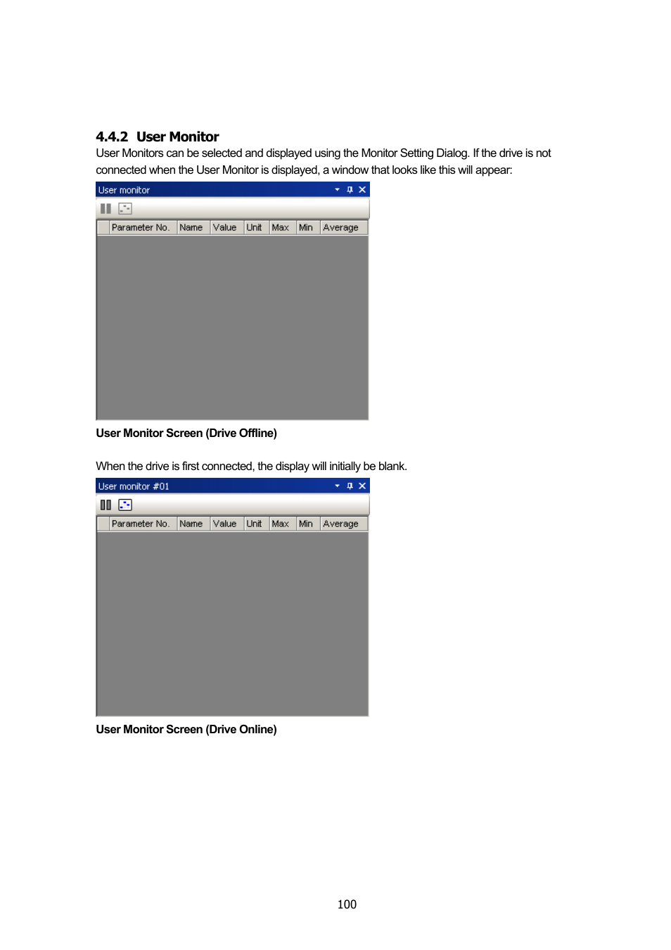 2 user monitor, User monitor | Yaskawa DriveWizard Plus User Manual | Page 100 / 198