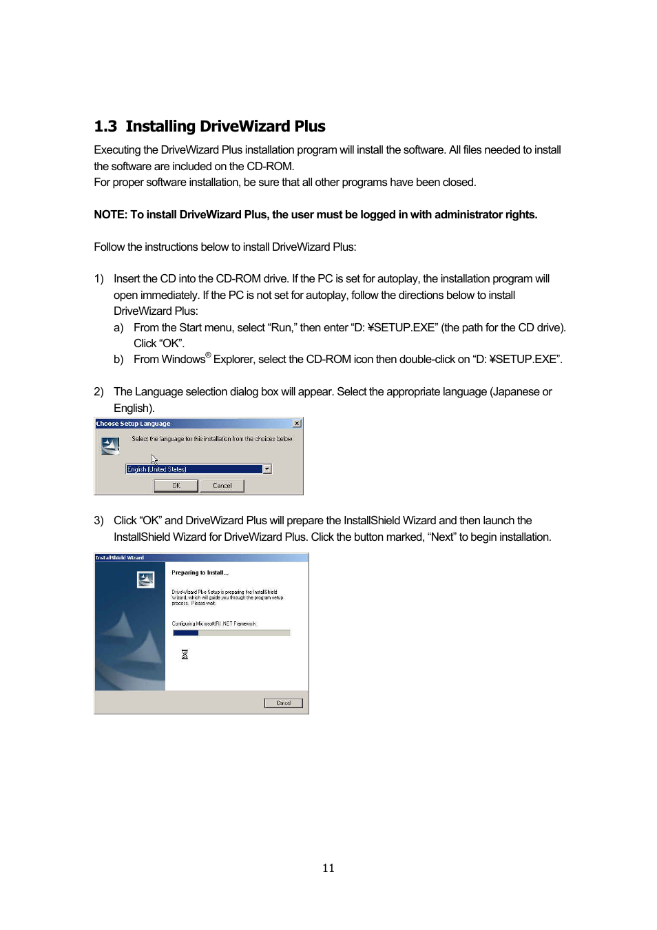 3 installing drivewizard plus, Installing drivewizard plus | Yaskawa DriveWizard Plus User Manual | Page 11 / 198