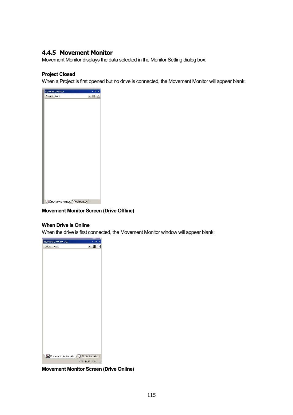 5 movement monitor, Movement monitor | Yaskawa DriveWizard Plus User Manual | Page 115 / 198