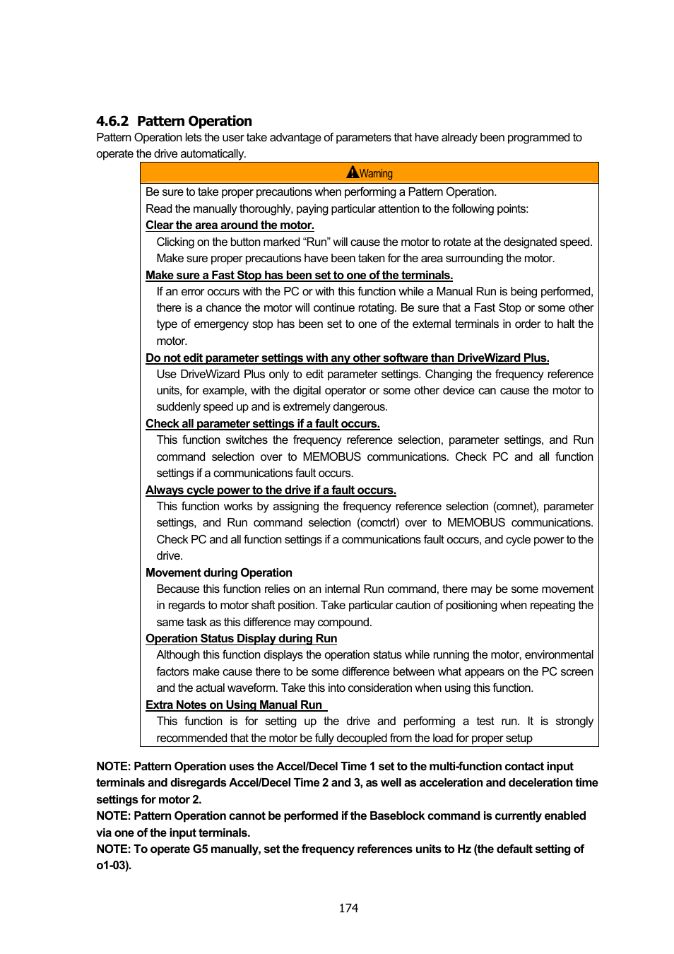 2 pattern operation, Pattern operation | Yaskawa DriveWizard Plus User Manual | Page 174 / 198