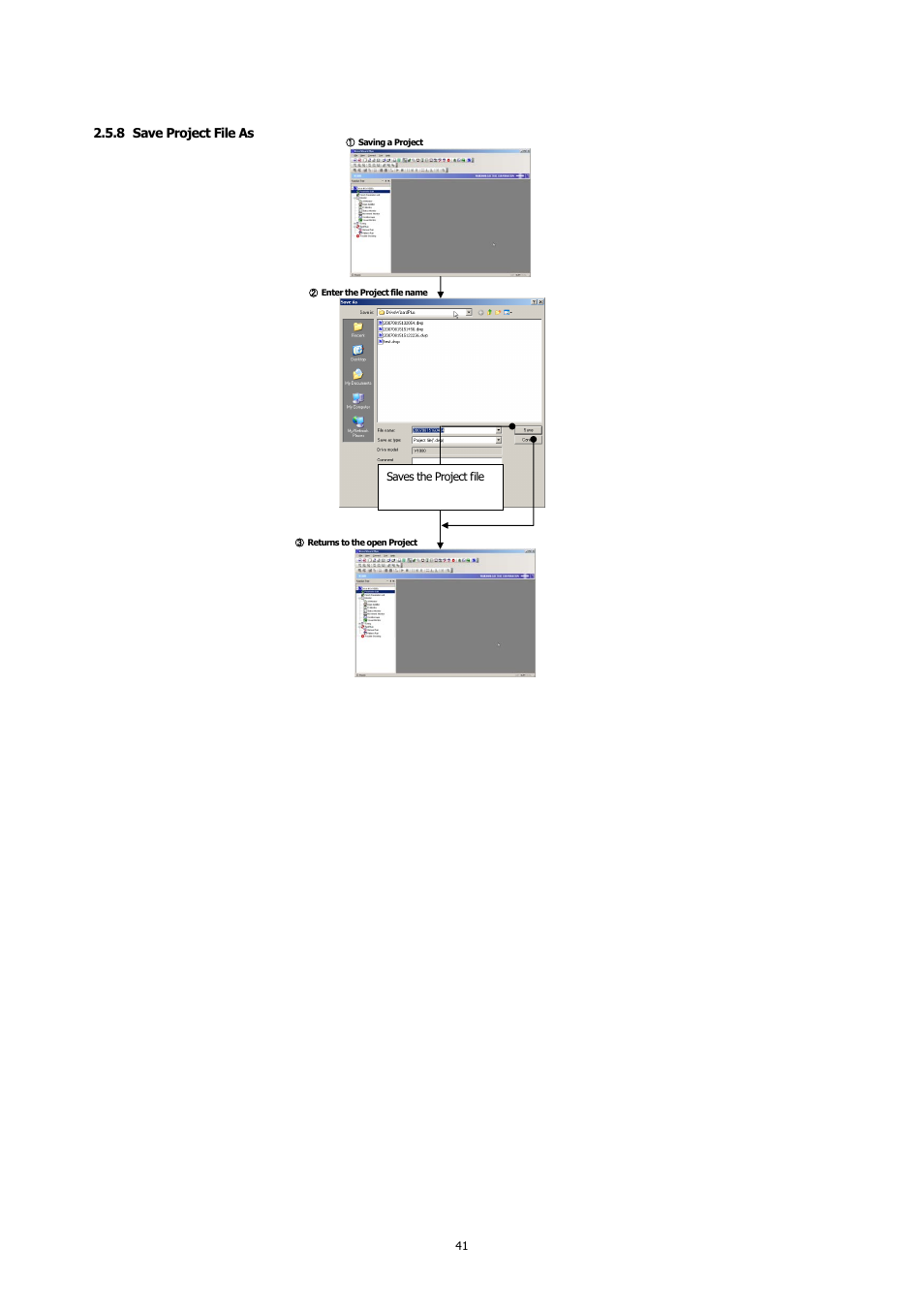 8 save project file as, Save project file as | Yaskawa DriveWizard Plus User Manual | Page 41 / 198