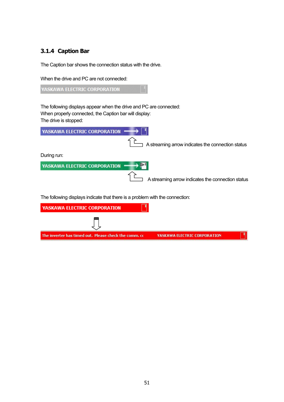 4 caption bar, Caption bar | Yaskawa DriveWizard Plus User Manual | Page 51 / 198