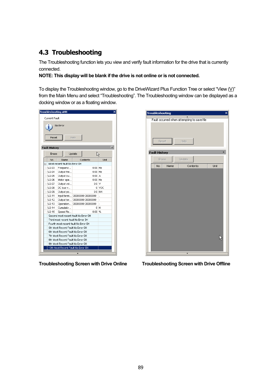 3 troubleshooting, Troubleshooting | Yaskawa DriveWizard Plus User Manual | Page 89 / 198