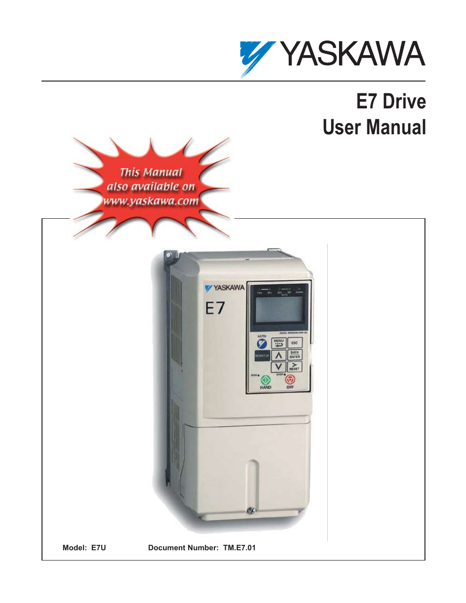 Yaskawa E7 Drive User Manual User Manual | 244 pages