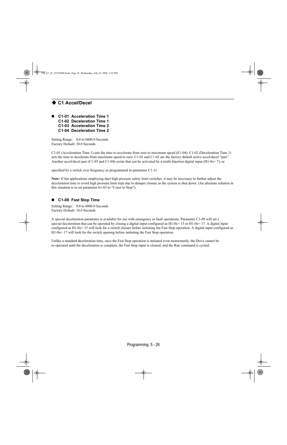 C1 accel/decel -26 | Yaskawa E7 Drive User Manual User Manual | Page 100 / 244