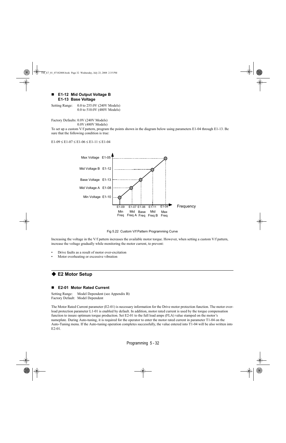 E2 motor setup -32, E2 motor setup | Yaskawa E7 Drive User Manual User Manual | Page 106 / 244