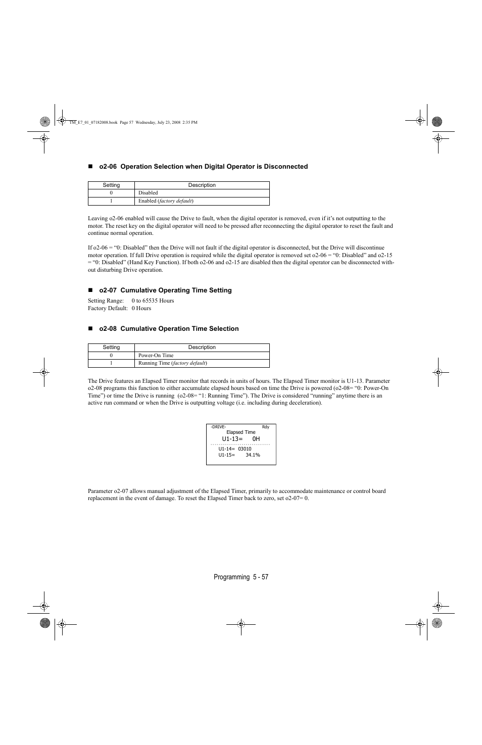 Yaskawa E7 Drive User Manual User Manual | Page 131 / 244