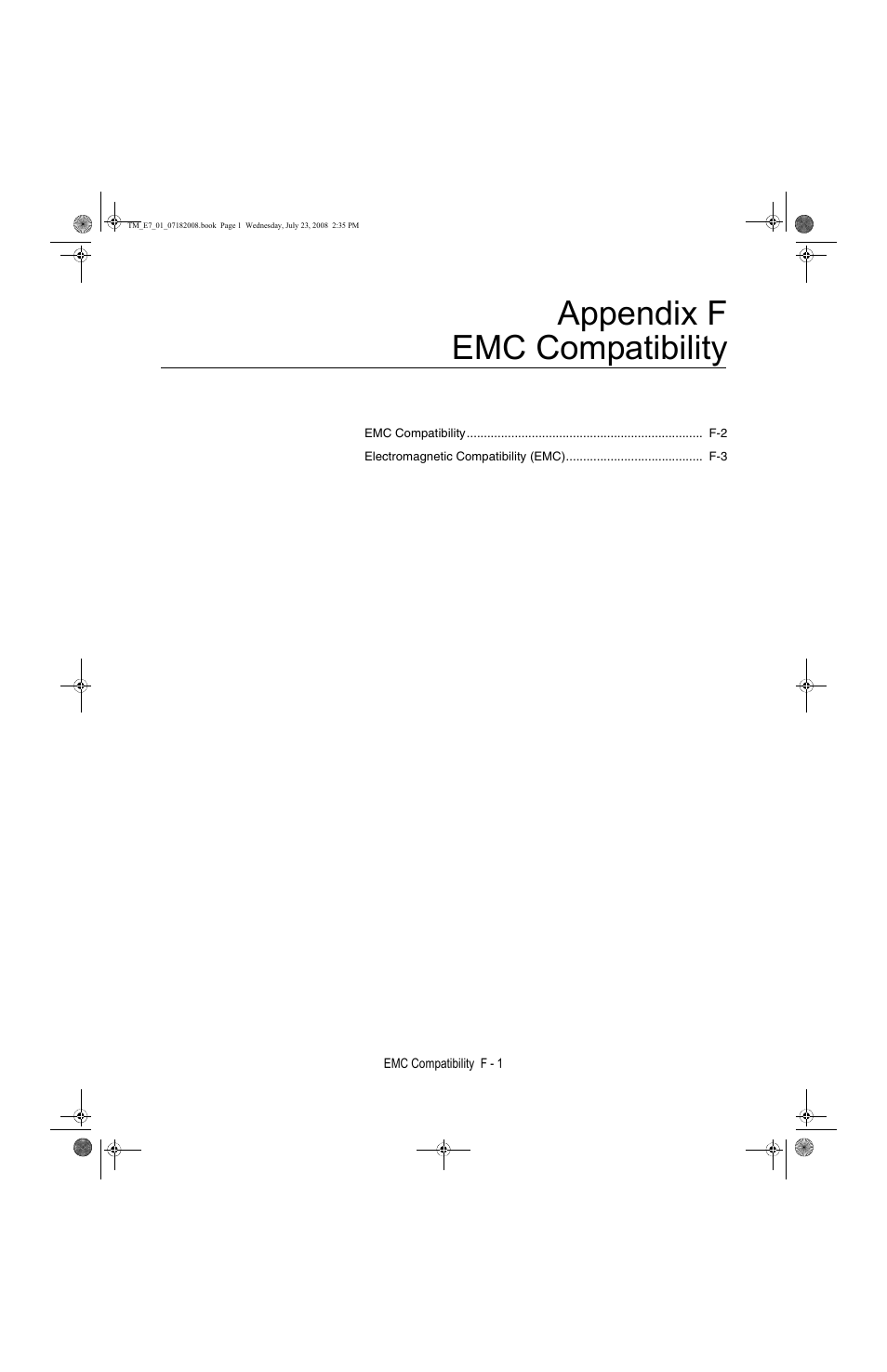 Appendix f - emc compatibility, Appendix f emc compatibility | Yaskawa E7 Drive User Manual User Manual | Page 229 / 244