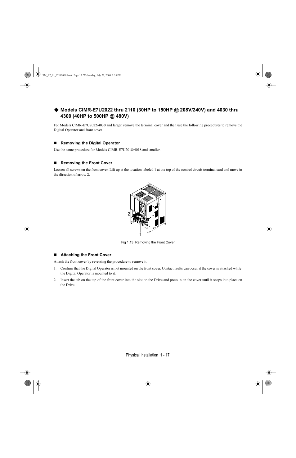 Yaskawa E7 Drive User Manual User Manual | Page 27 / 244