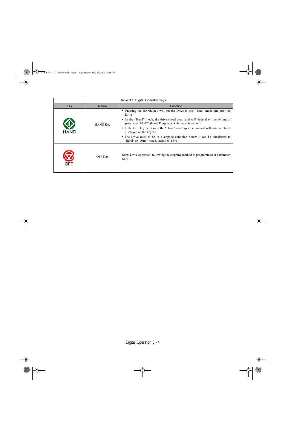 Digital operator 3 - 4 | Yaskawa E7 Drive User Manual User Manual | Page 52 / 244