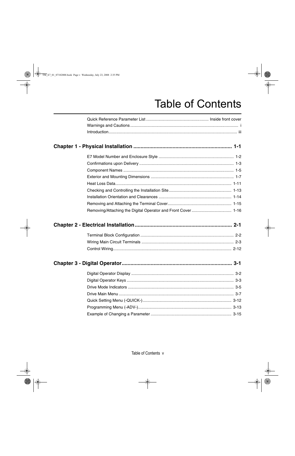 Yaskawa E7 Drive User Manual User Manual | Page 7 / 244