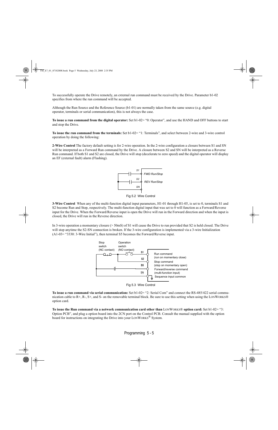 Programming 5 - 5 | Yaskawa E7 Drive User Manual User Manual | Page 79 / 244