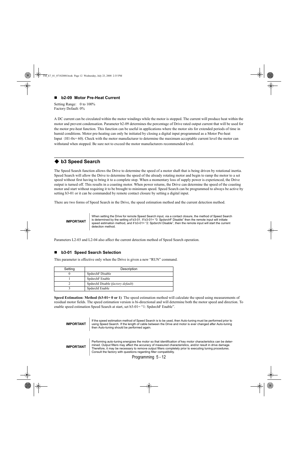 B3 speed search -12, B3 speed search | Yaskawa E7 Drive User Manual User Manual | Page 86 / 244