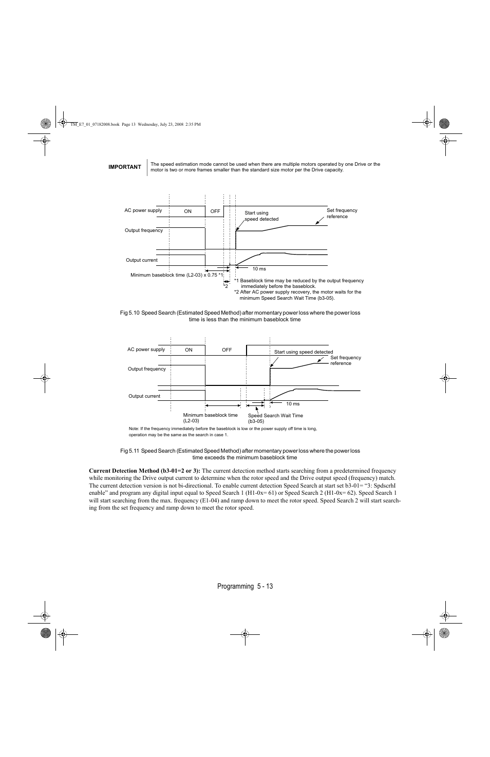 Programming 5 - 13 | Yaskawa E7 Drive User Manual User Manual | Page 87 / 244