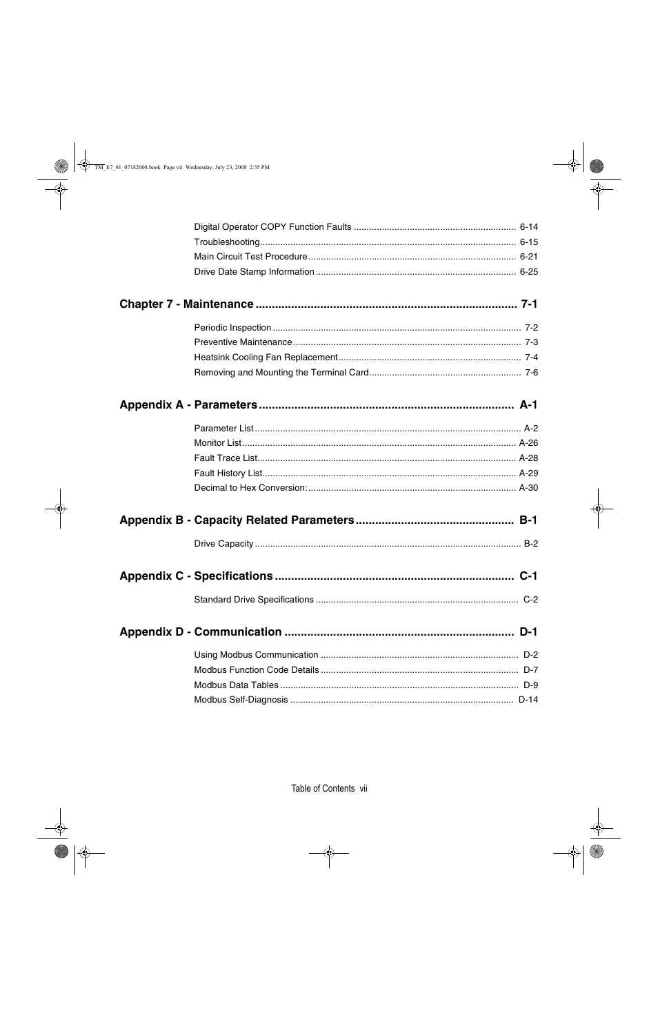 Yaskawa E7 Drive User Manual User Manual | Page 9 / 244