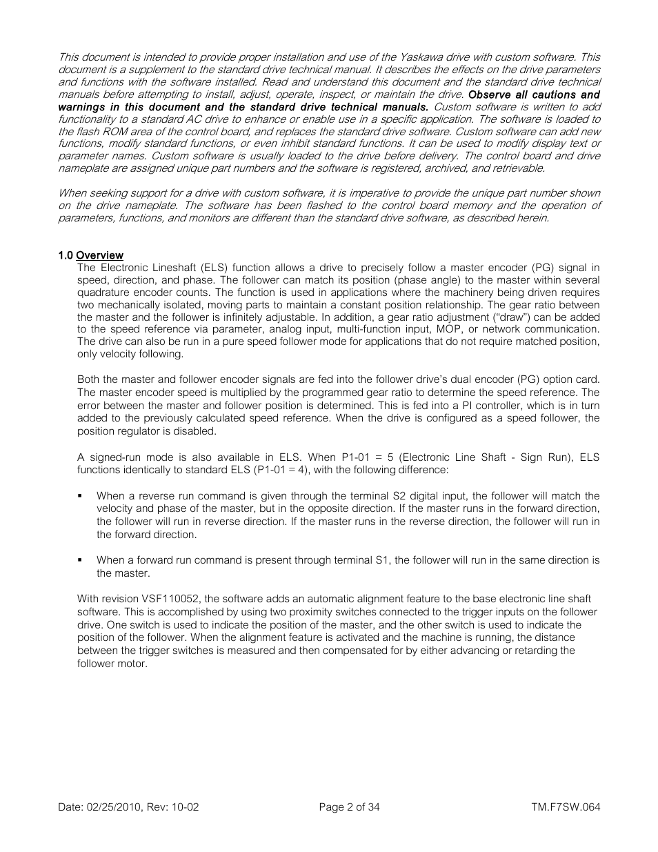 Yaskawa E7 Drive Technical Manual User Manual | Page 2 / 34