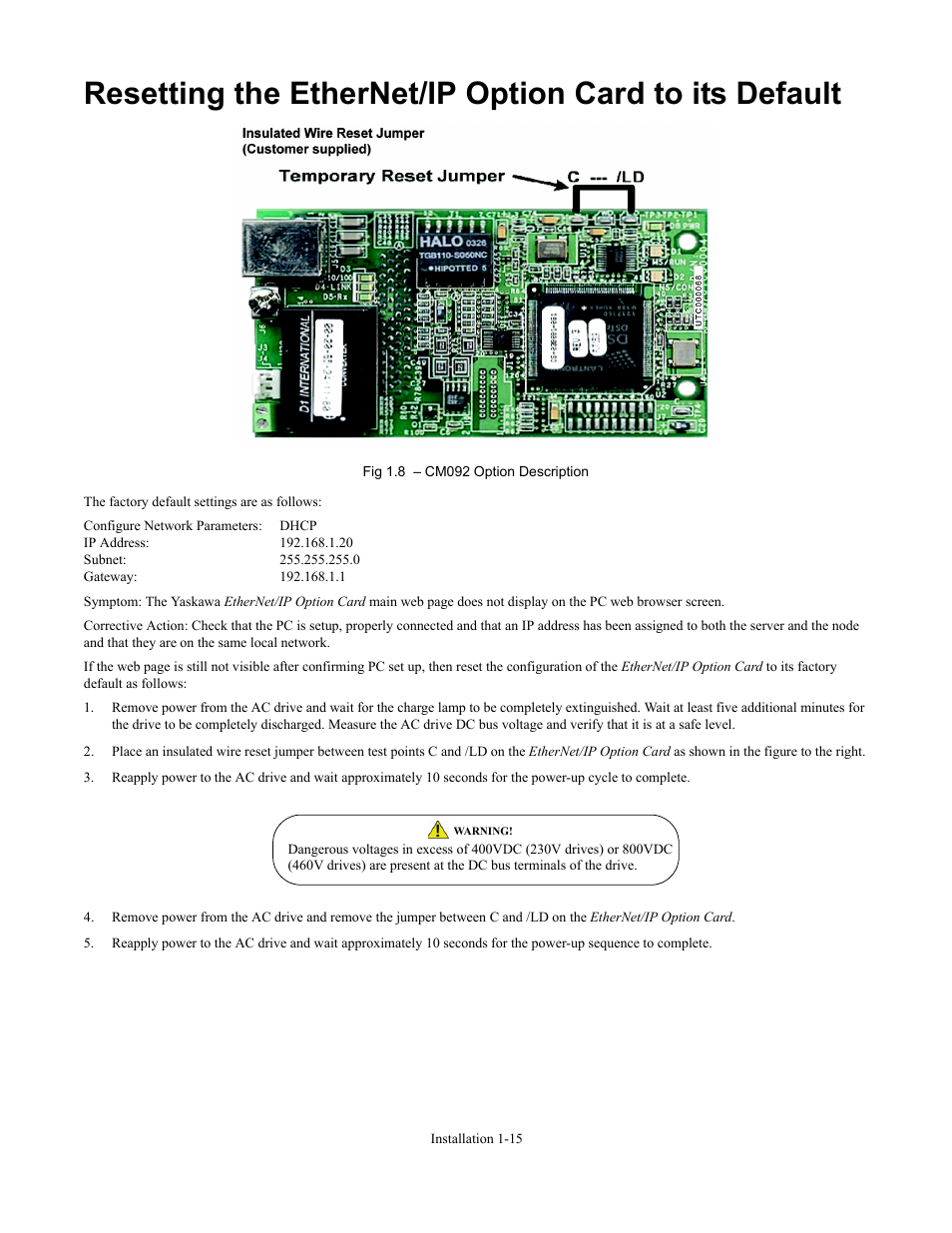 Yaskawa CM092 User Manual | Page 20 / 82