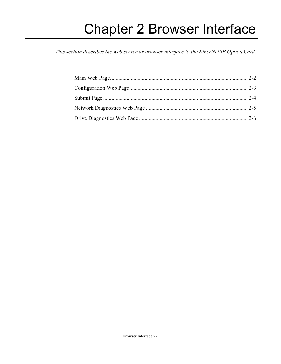 Chapter 2 browser interface, Chapter 2 browser interface -1 | Yaskawa CM092 User Manual | Page 24 / 82