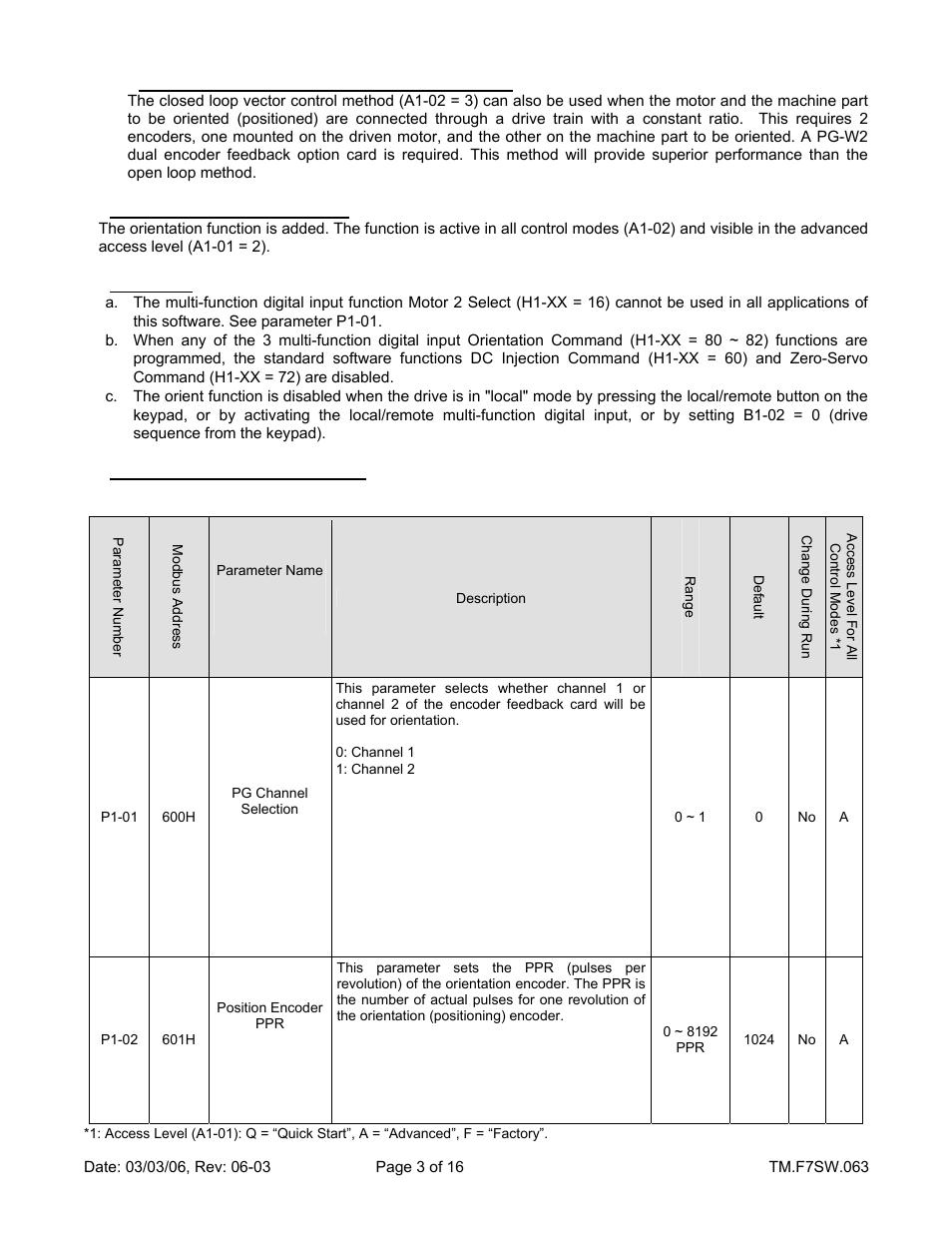 Yaskawa F7 Drive Technical Manual Orientation User Manual | Page 3 / 16