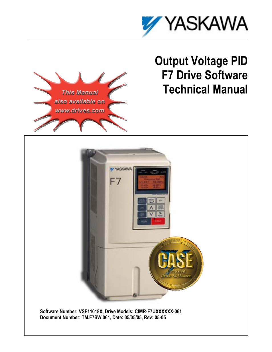 Yaskawa F7 Drive Output Voltage PID User Manual | 8 pages