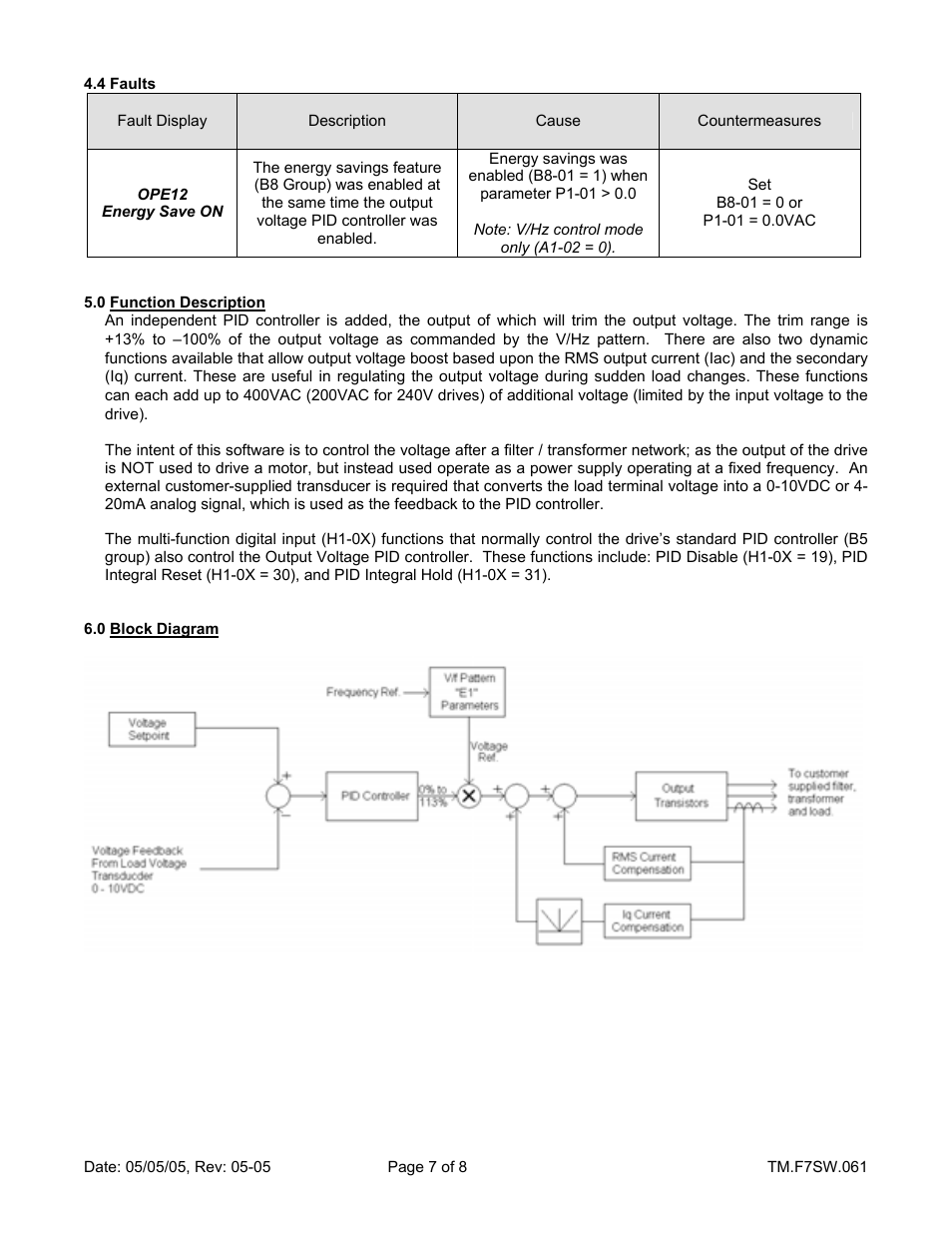 Yaskawa F7 Drive Output Voltage PID User Manual | Page 7 / 8