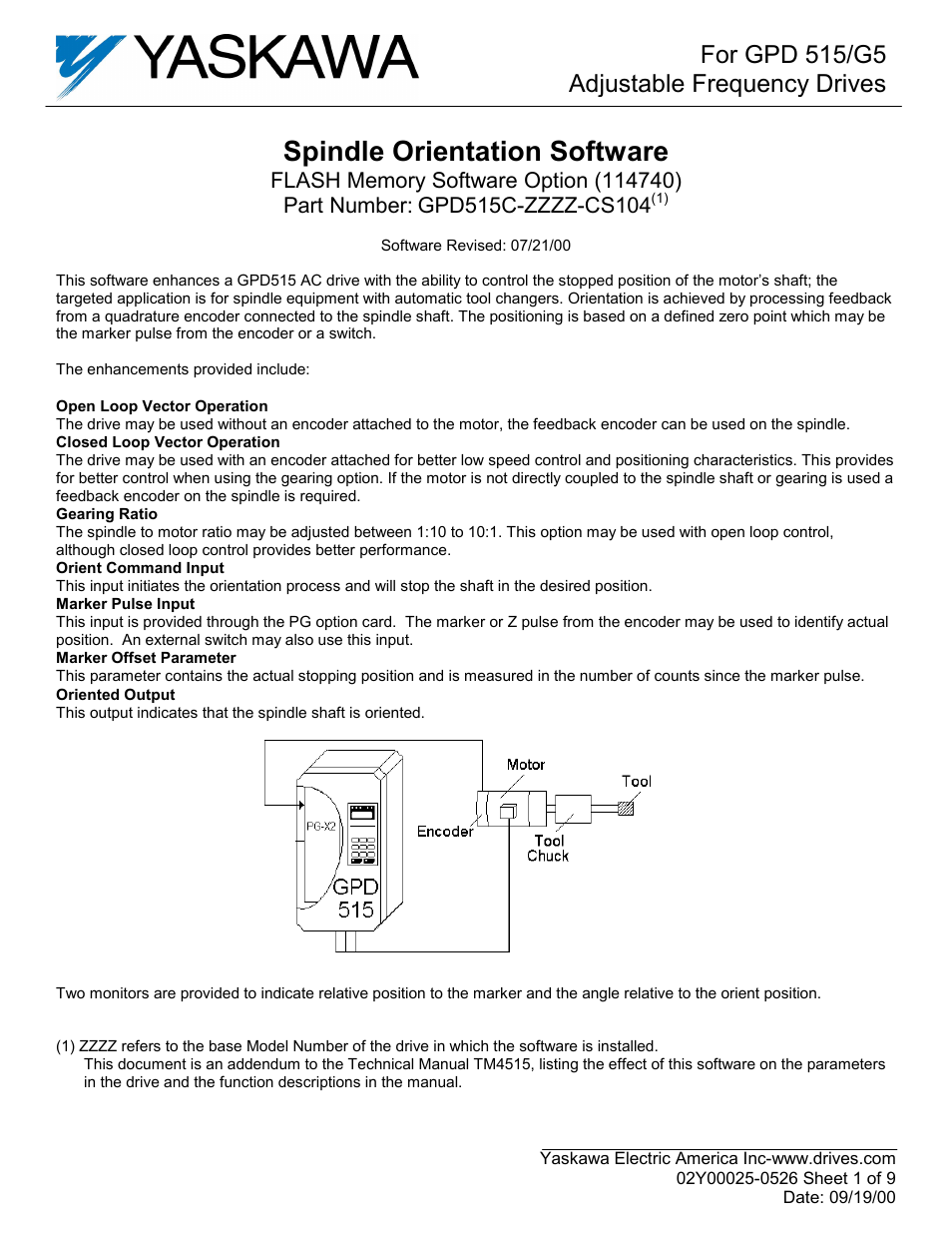 Yaskawa GPD515C-ZZZZ-CS104 User Manual | 9 pages