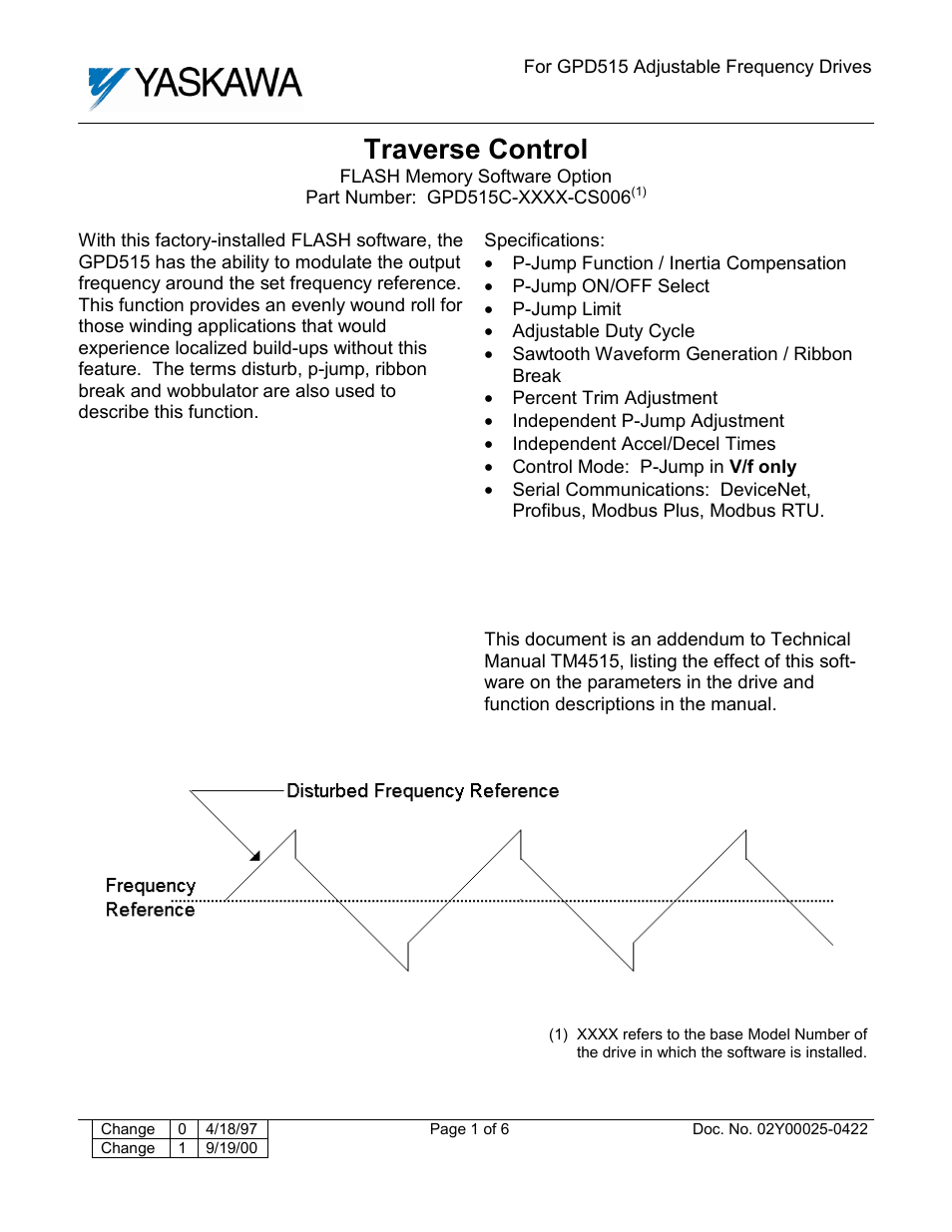 Yaskawa GPD515C-XXXX-CS006 User Manual | 6 pages