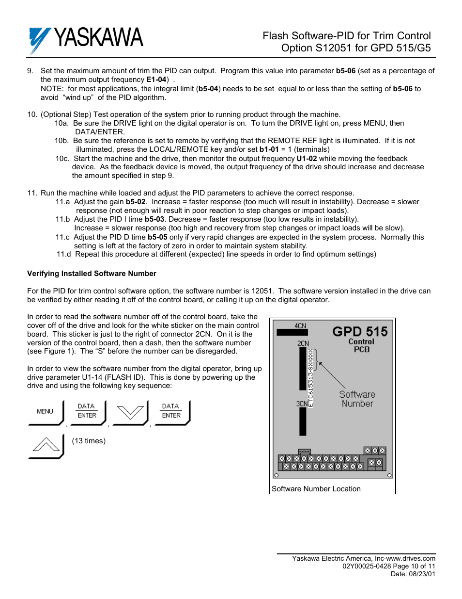 Yaskawa S12051 for GPD 515/G5 User Manual | Page 10 / 11