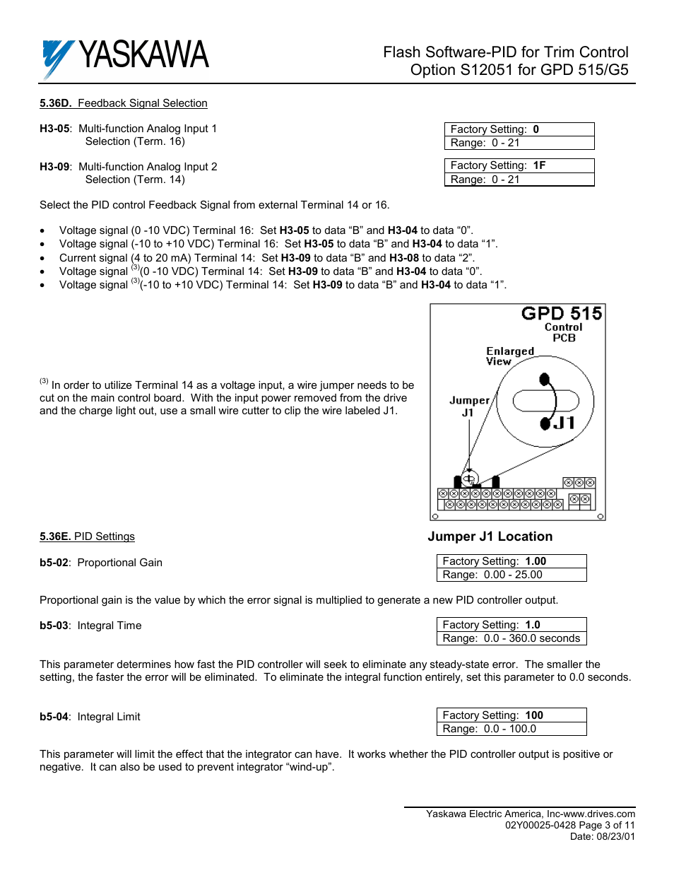 Yaskawa S12051 for GPD 515/G5 User Manual | Page 3 / 11