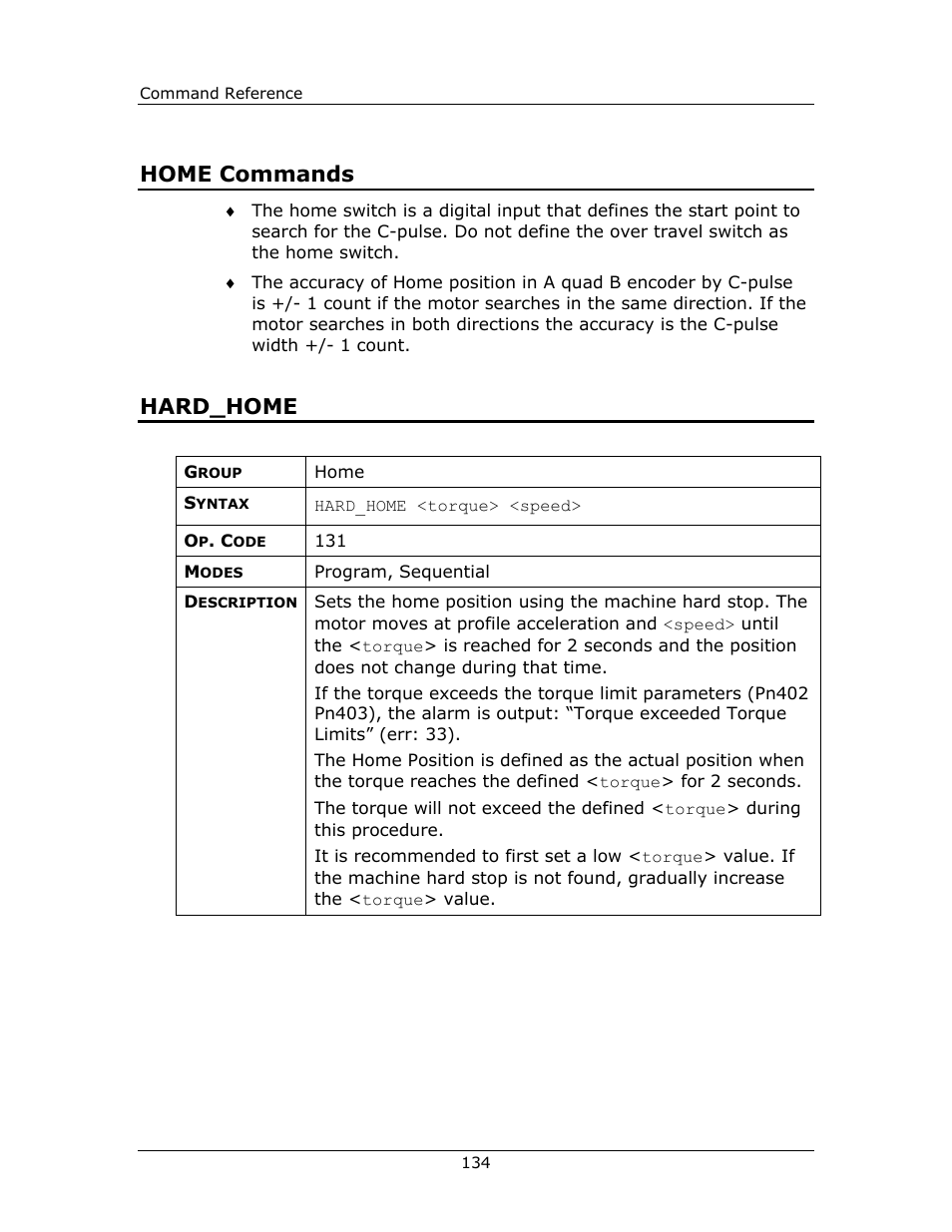 Home commands hard_home, Home commands, Hard_home | Yaskawa FSP Amplifier FlexWorks User Manual | Page 134 / 258