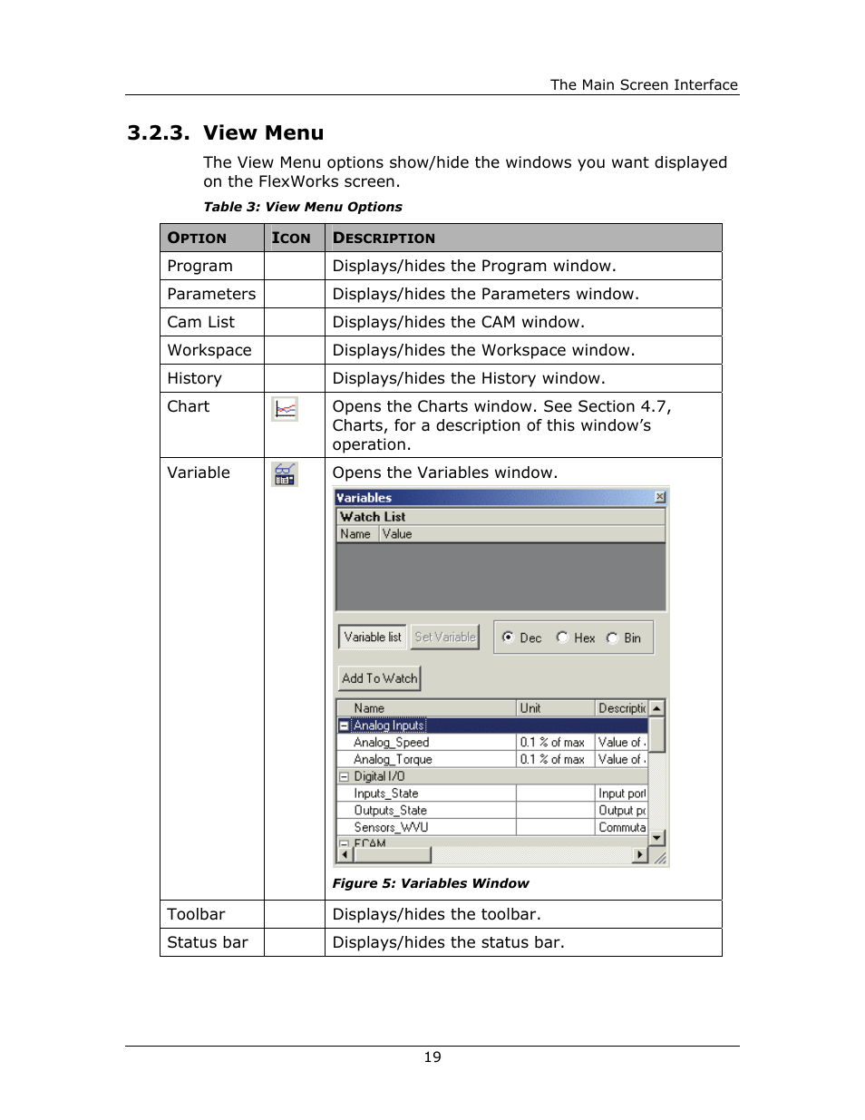 View menu, View, Menu | Yaskawa FSP Amplifier FlexWorks User Manual | Page 19 / 258