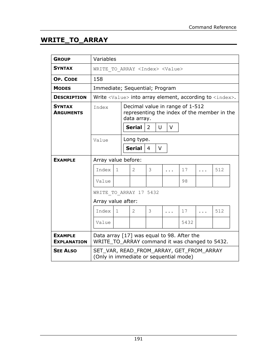 Write_to_array | Yaskawa FSP Amplifier FlexWorks User Manual | Page 191 / 258