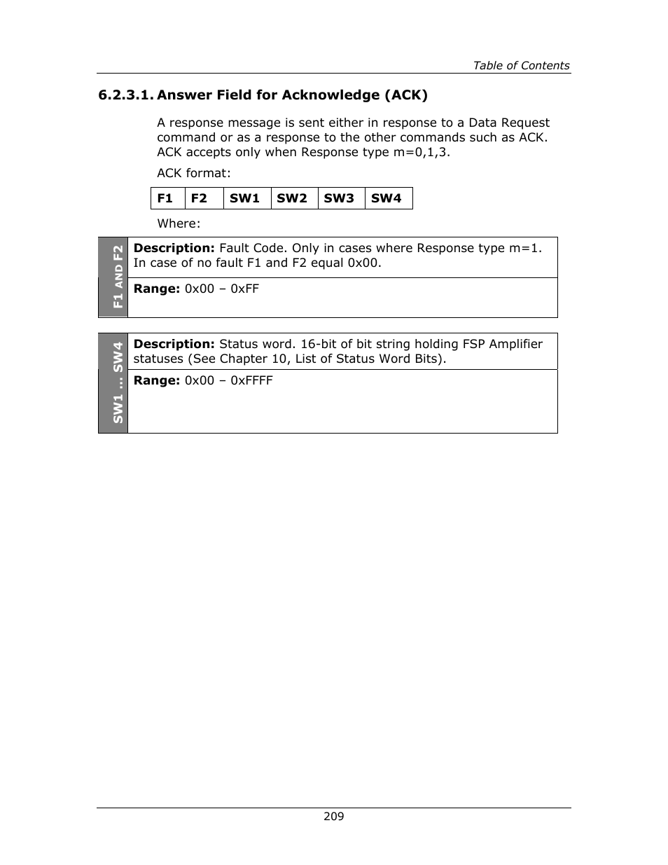 Answer field for acknowledge (ack) | Yaskawa FSP Amplifier FlexWorks User Manual | Page 209 / 258