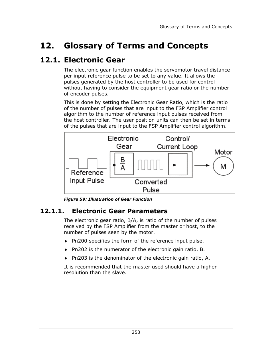Glossary of terms and concepts, Electronic gear, Electronic gear parameters | Yaskawa FSP Amplifier FlexWorks User Manual | Page 253 / 258