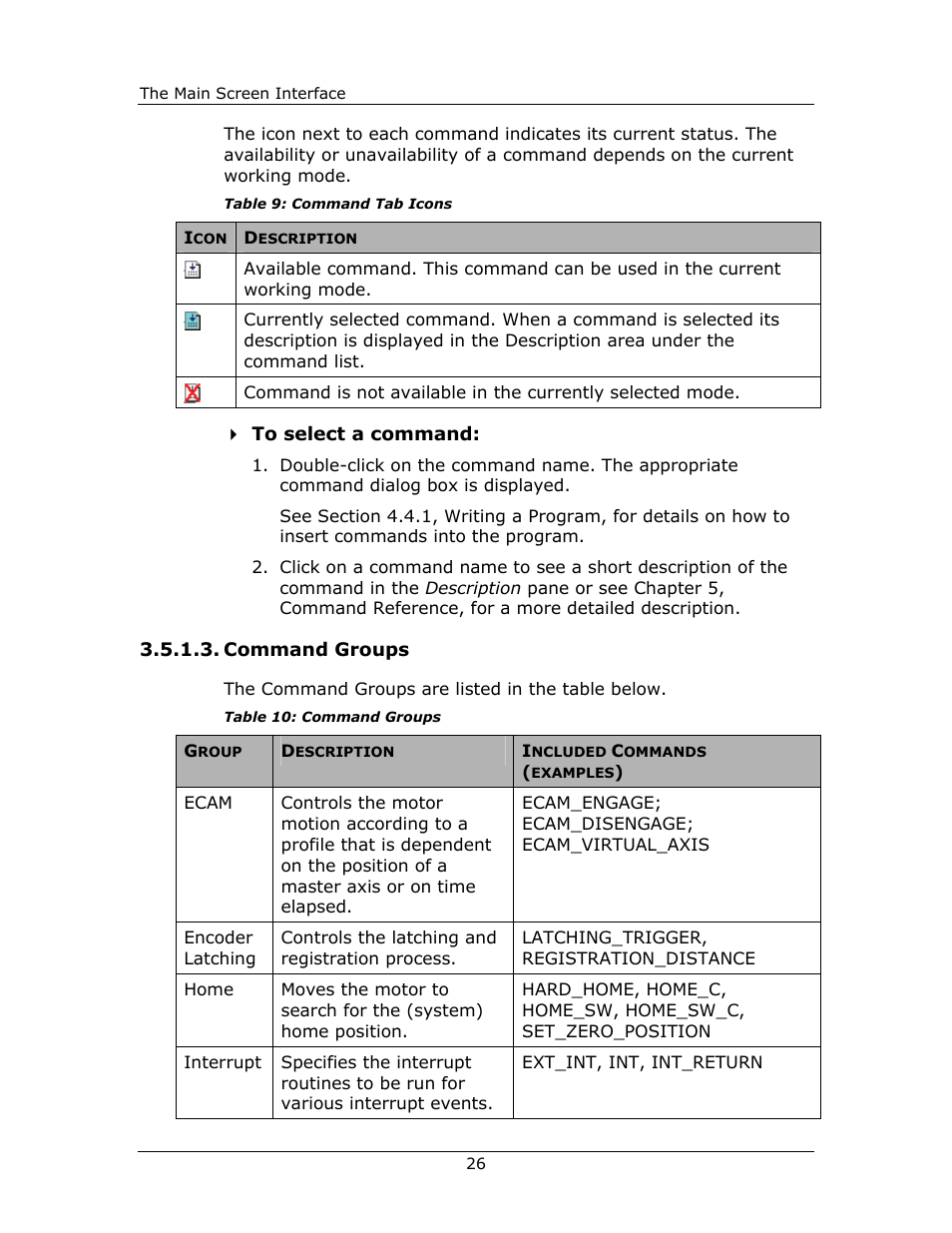 Command groups, Command, Groups | Yaskawa FSP Amplifier FlexWorks User Manual | Page 26 / 258