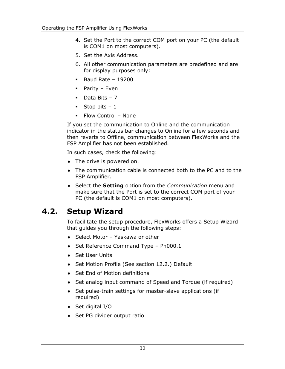 Setup wizard, Setup, Wizard | Yaskawa FSP Amplifier FlexWorks User Manual | Page 32 / 258