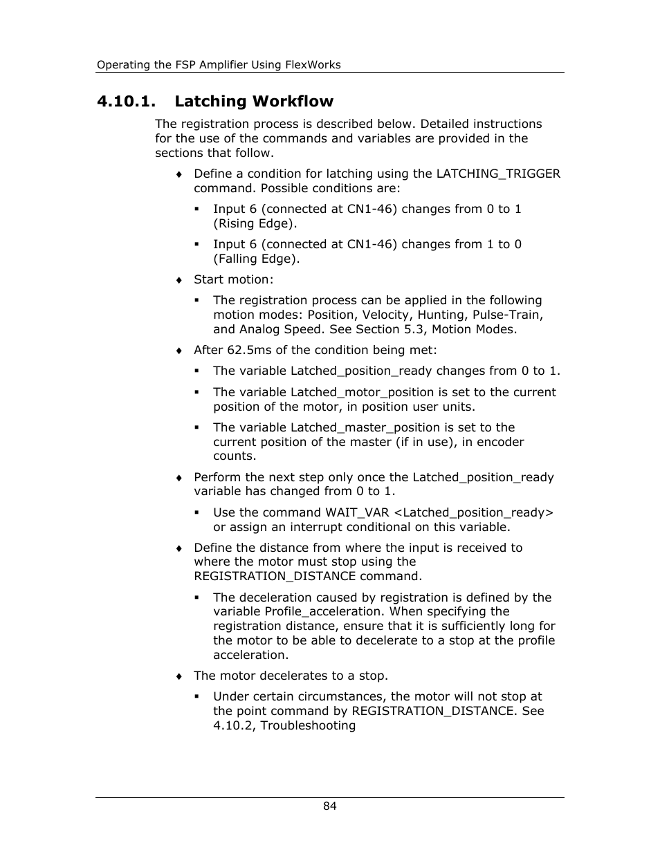 Latching workflow, Latching, Workflow | Yaskawa FSP Amplifier FlexWorks User Manual | Page 84 / 258