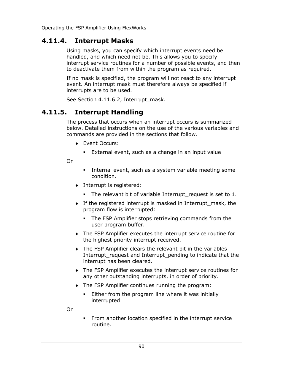 Interrupt masks, Interrupt handling, Interrupt | Masks, Handling | Yaskawa FSP Amplifier FlexWorks User Manual | Page 90 / 258