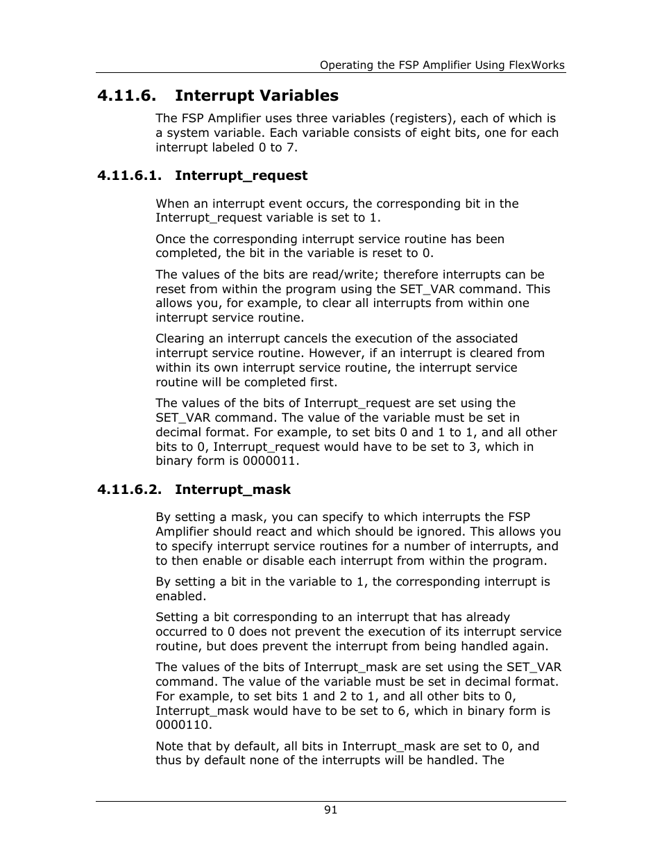 Interrupt variables, Interrupt, Variables | Interrupt_request 4.11.6.2. interrupt_mask | Yaskawa FSP Amplifier FlexWorks User Manual | Page 91 / 258