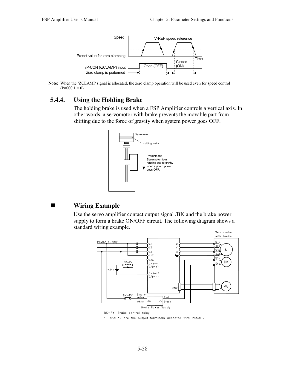 Using the holding brake, Wiring example | Yaskawa FSP Amplifier User Manual | Page 125 / 366