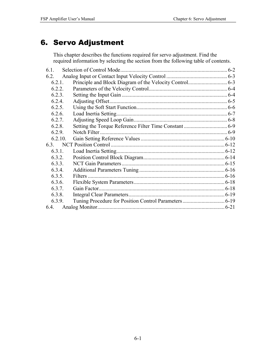 Servo adjustment | Yaskawa FSP Amplifier User Manual | Page 168 / 366