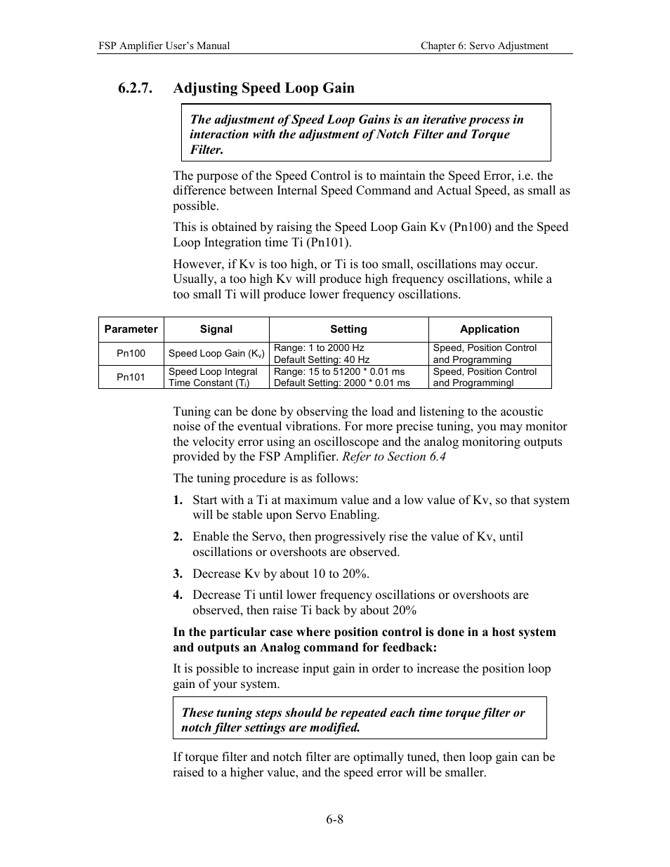 Adjusting speed loop gain | Yaskawa FSP Amplifier User Manual | Page 175 / 366