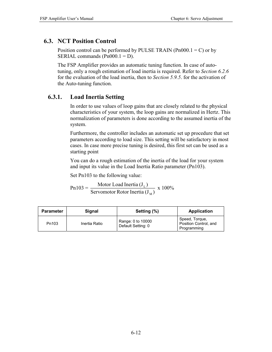 Nct position control, Load inertia setting | Yaskawa FSP Amplifier User Manual | Page 179 / 366